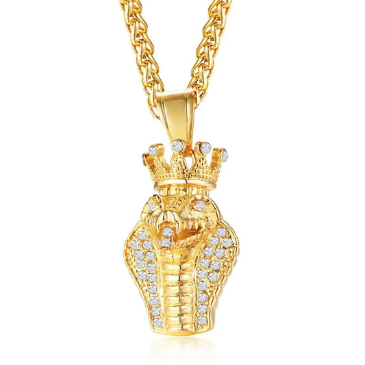 Gold Diamond Snake Pendant