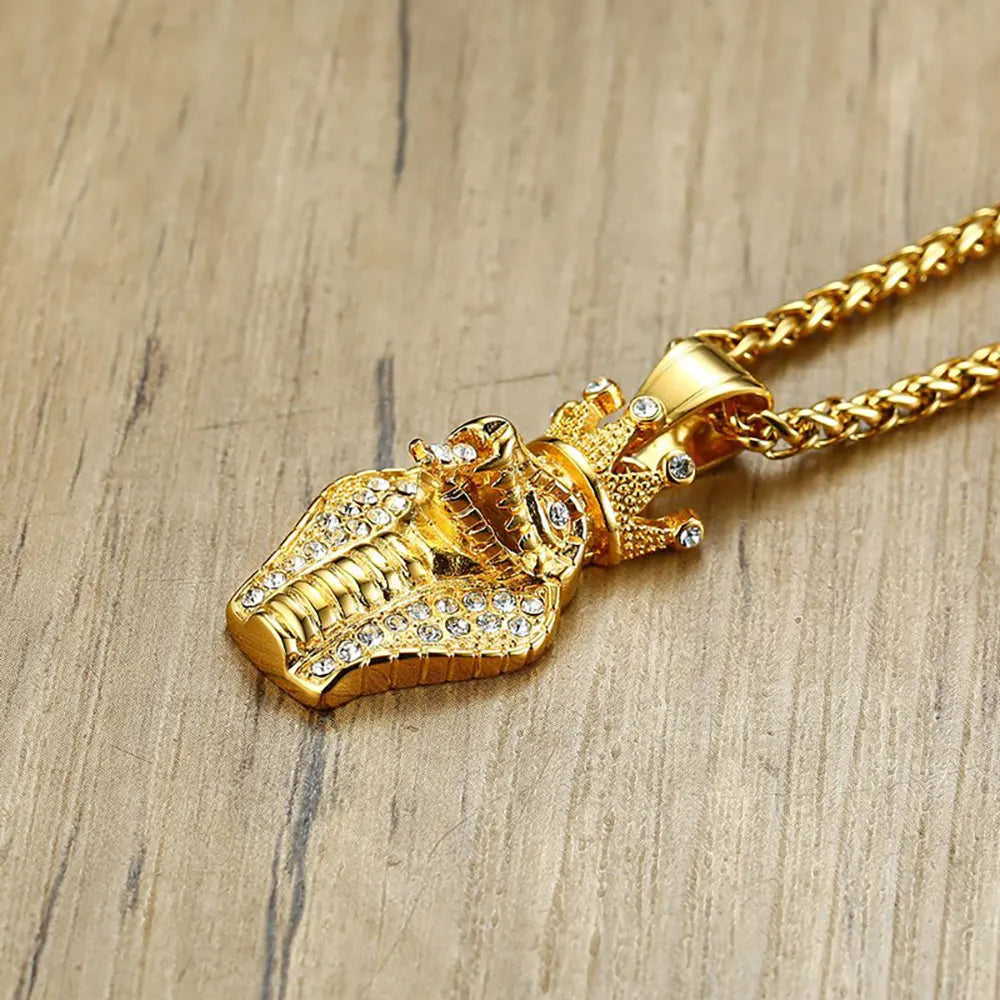 Gold Diamond Snake Pendant Snakes Store™