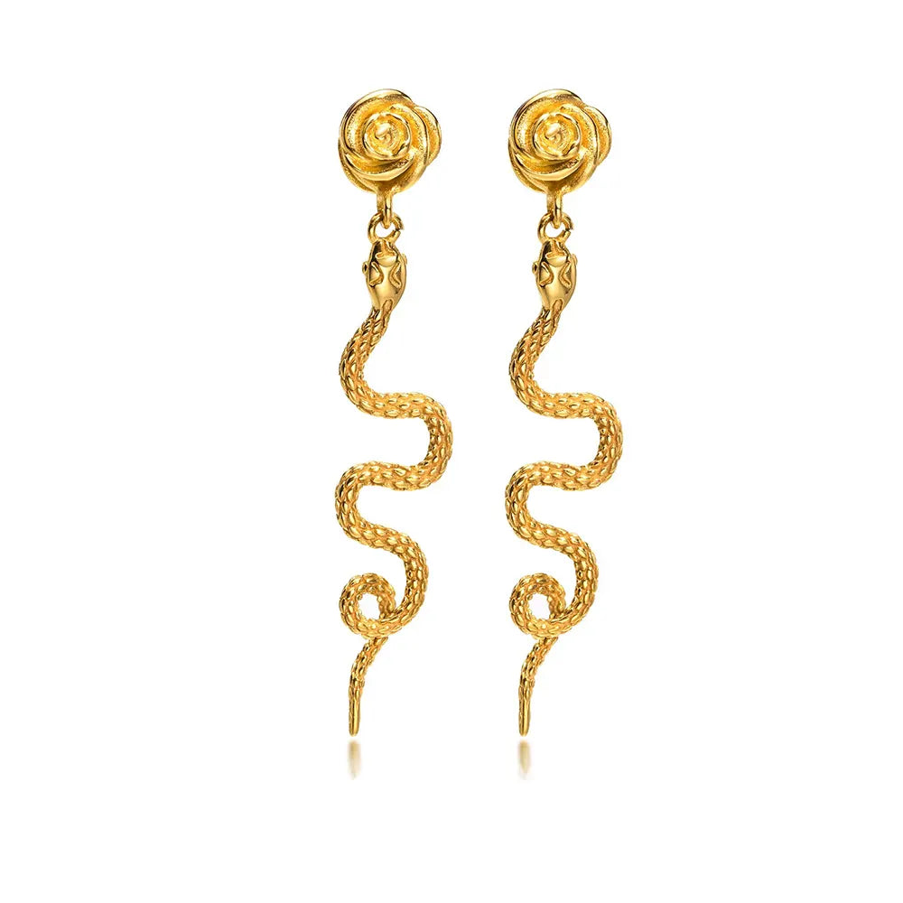 Gold Snake Dangle Earrings Gold Fits for all 316L Stainless Steel Snakes Store™