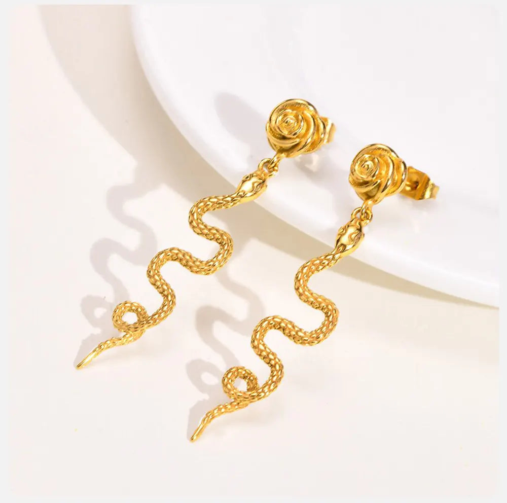 Gold Snake Dangle Earrings Snakes Store™