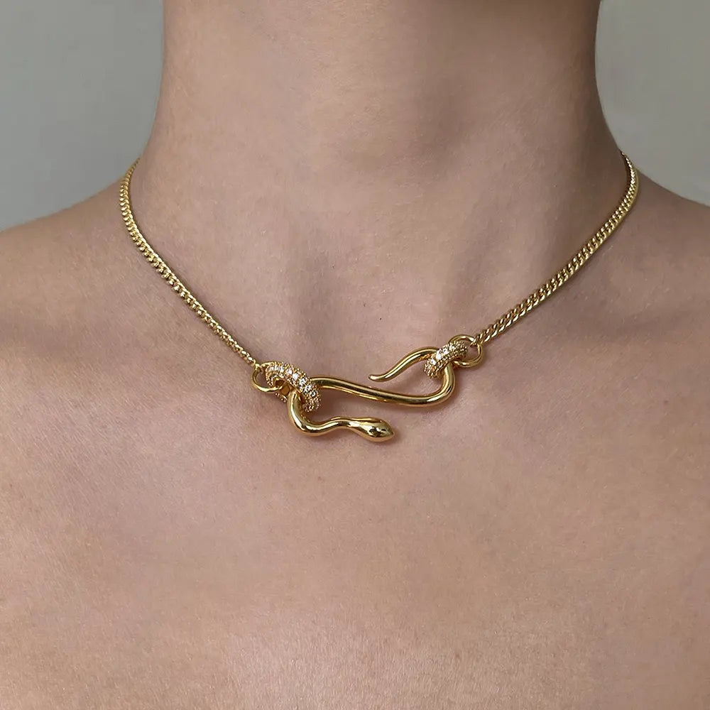Gold Snake Necklace Womens Gold 40cm Snakes Store™