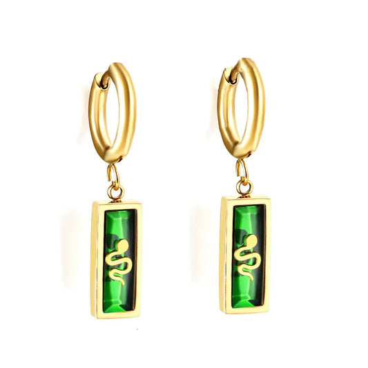 Green Snake Earrings Gold Snakes Store™