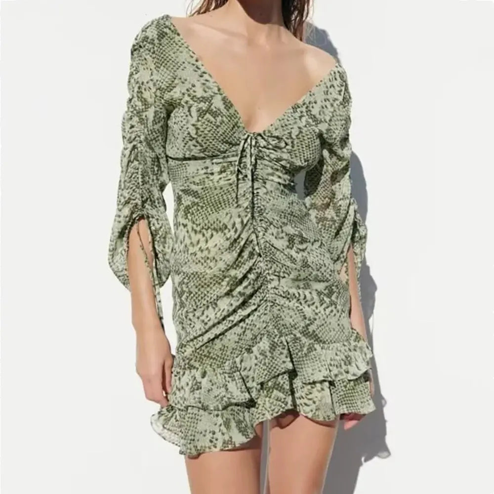 Python Snake Dress Green Snake Print Dress | Snakes Store™