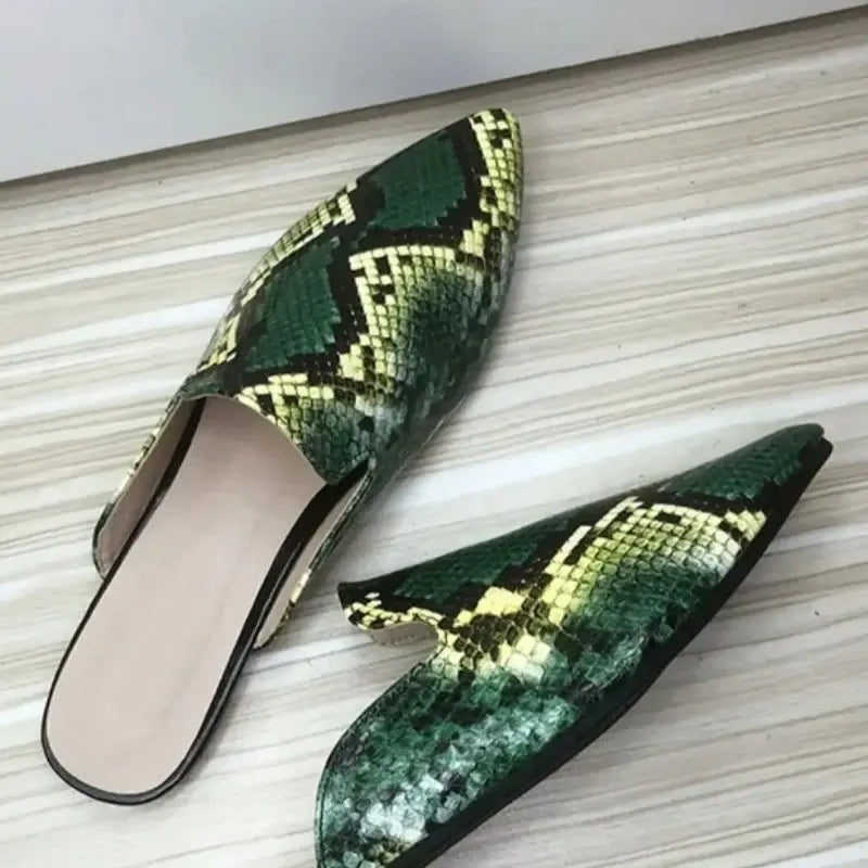 Green Snakeskin Mules Snakes Store