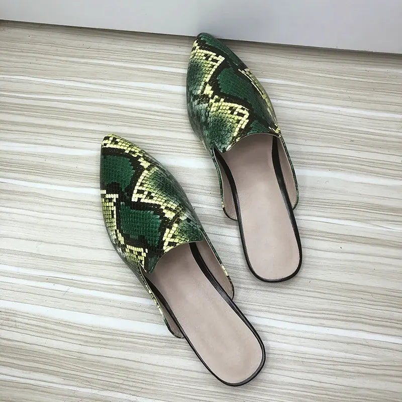 Green Snakeskin Mules Snakes Store