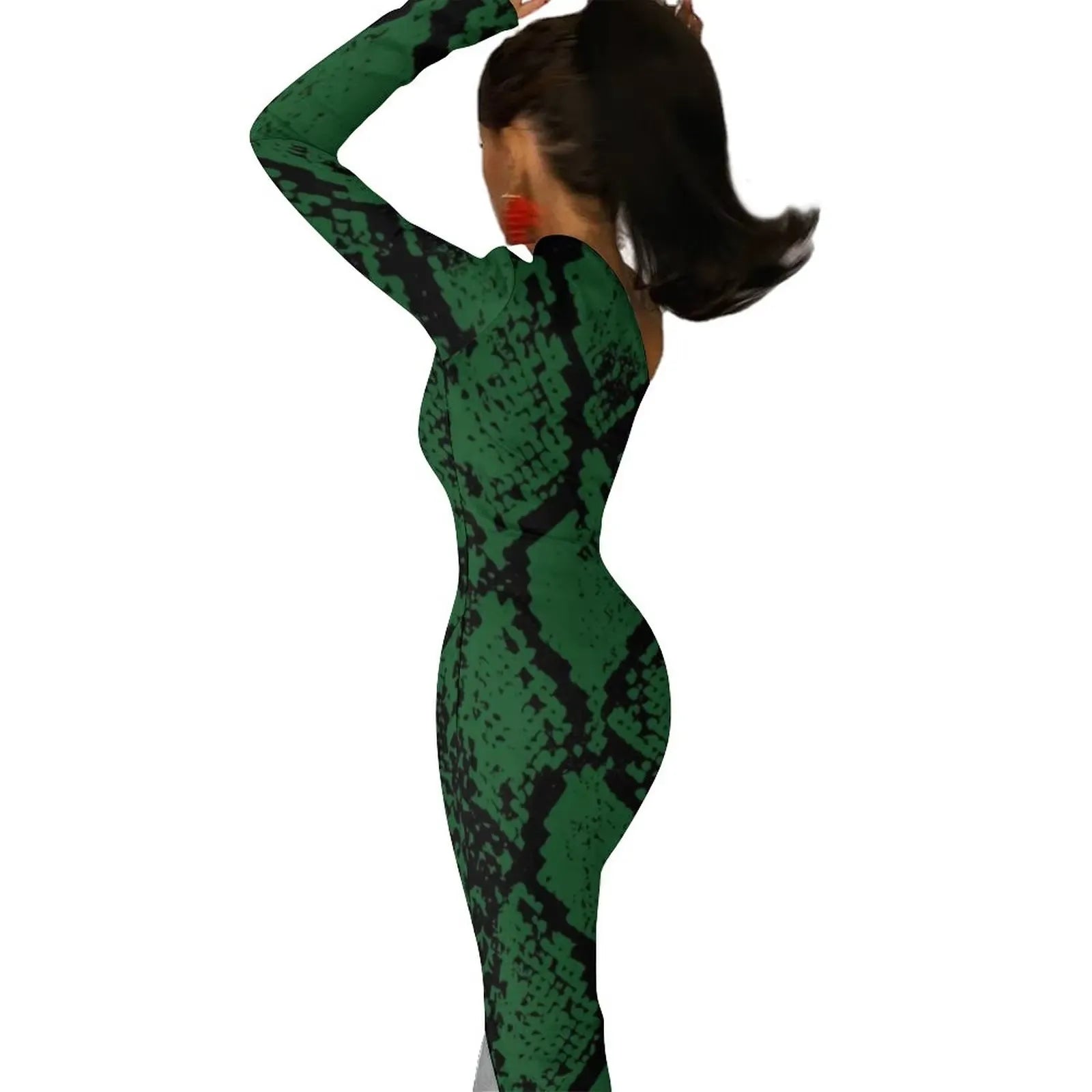 Green Snake Print Dress