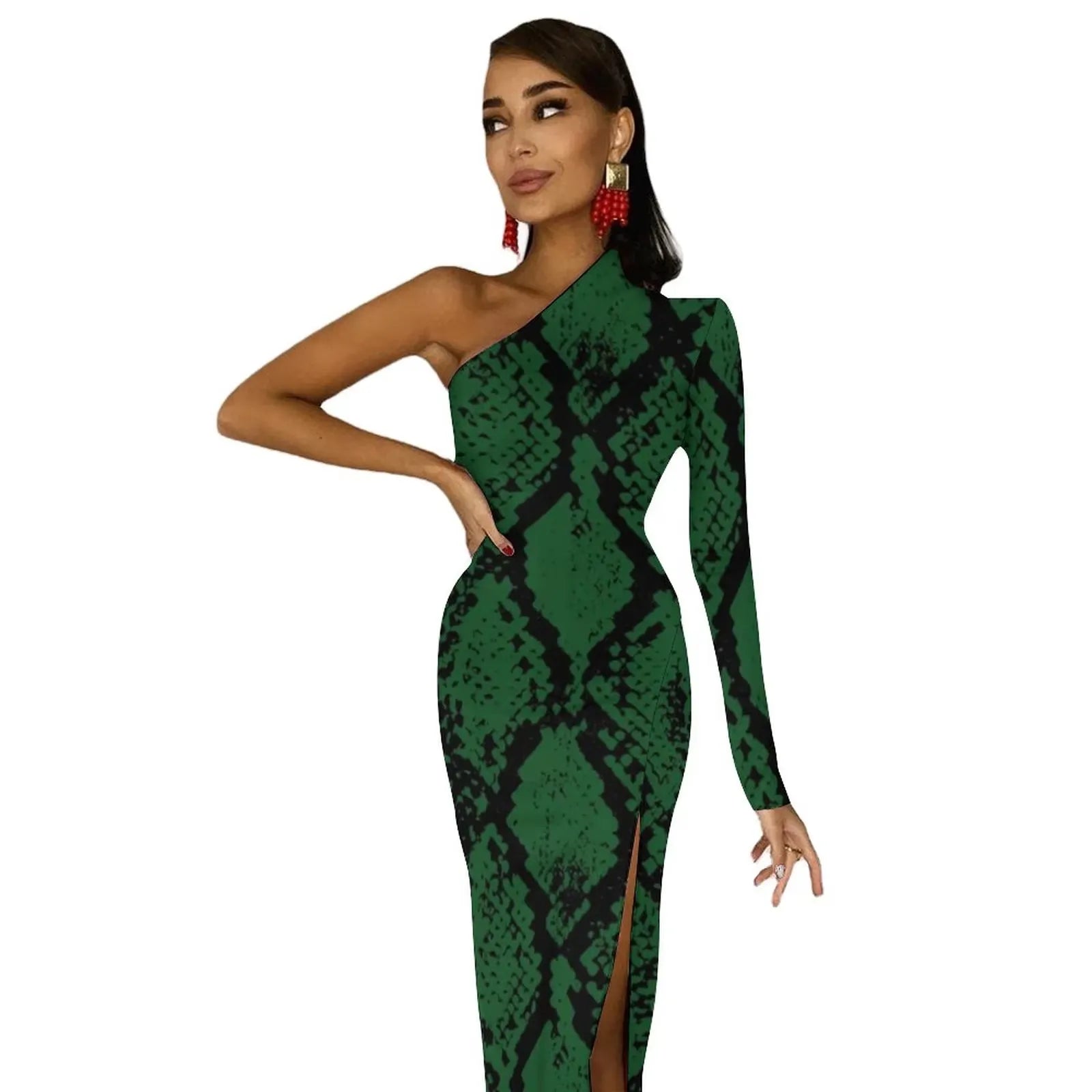 Snakes Store Green Snake Print Dress Green 8 40