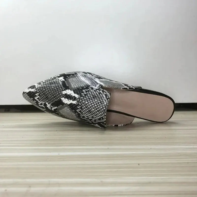 Grey Snakeskin Mules Snakes Store