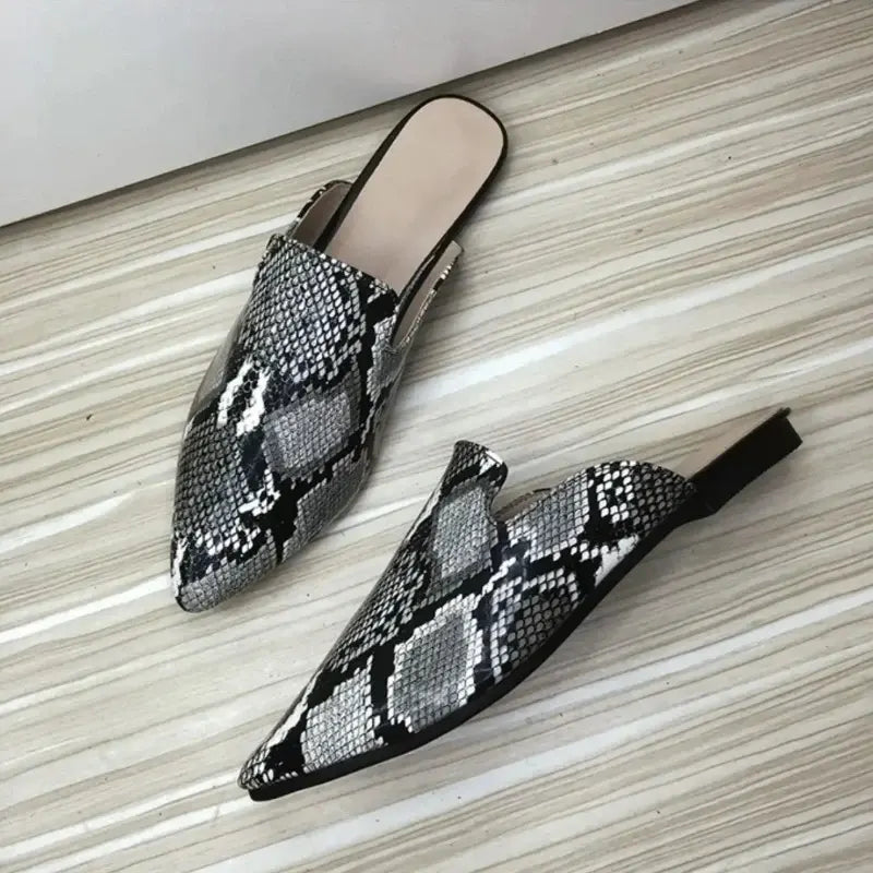 Grey Snakeskin Mules Snakes Store