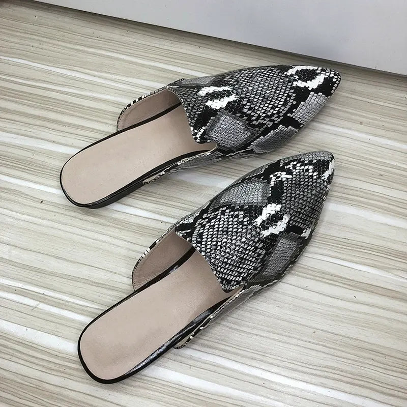 Grey Snakeskin Mules Grey Snakes Store