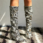 Snakeskin Leather Knee High Boots - Vignette | Snakes Store