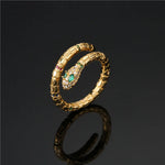 Gold Snake Ring with Green Eyes - Vignette | Snakes Store