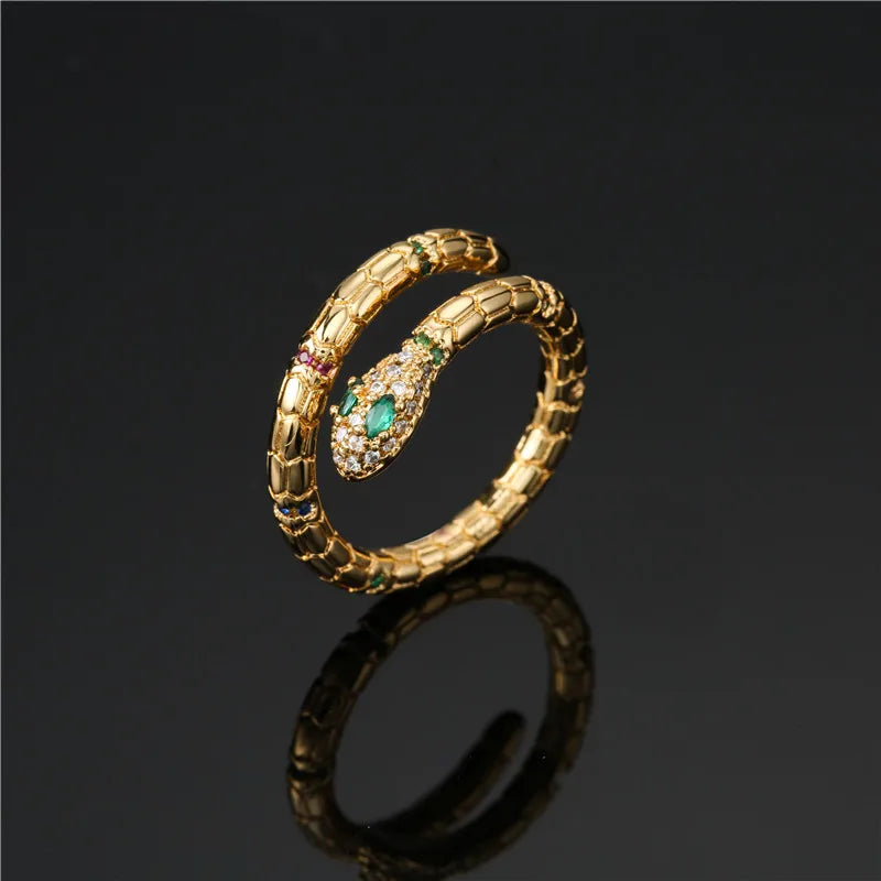 Gold Snake Ring with Green Eyes Snakes Store