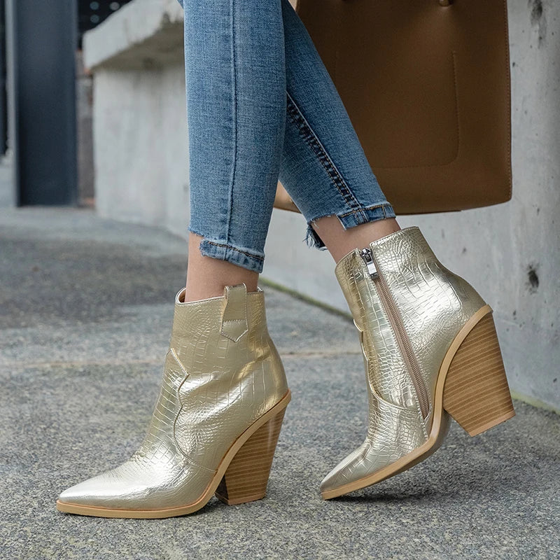 Gold Snakeskin Booties Snakes Store