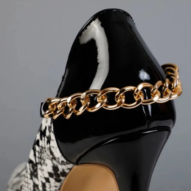 Black and White Snakeskin Pumps Snakes Store