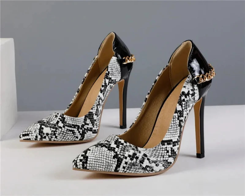 Black and White Snakeskin Pumps Snakes Store