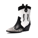 Black and White Snakeskin Cowgirl Boots - Vignette | Snakes Store