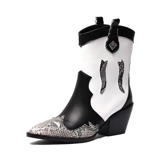 Black and White Snakeskin Cowgirl Boots