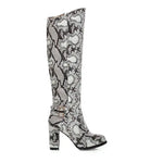 Grey Snakeskin Knee High Boots - Vignette | Snakes Store