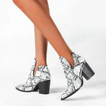 Snakeskin Booties Low Heel - Vignette | Snakes Store