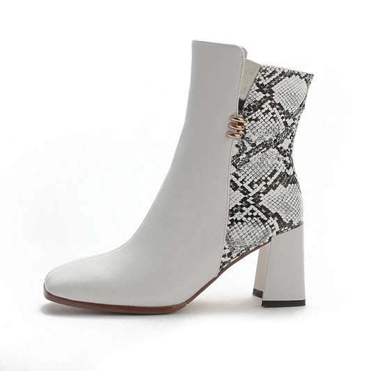 White Snakeskin Booties Snakes Store