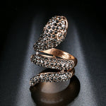 Black Diamond Gold Snake Ring - Vignette | Snakes Store