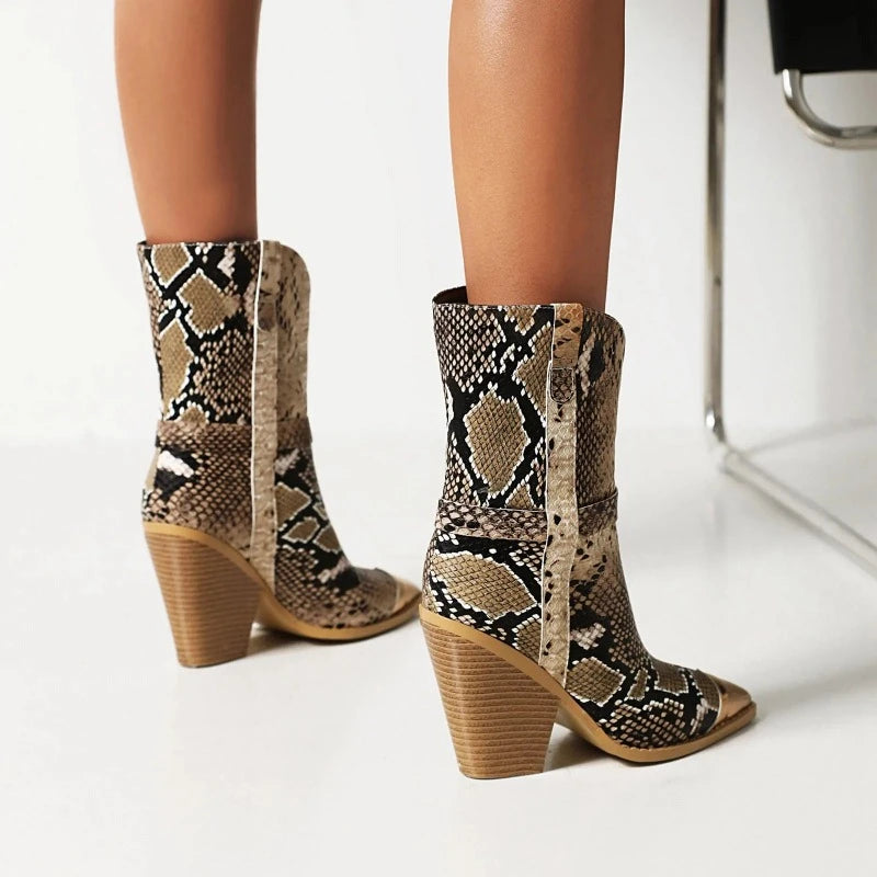 Faux Snakeskin Booties Snakes Store