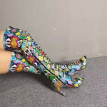 Colorful Snakeskin Thigh High Boots - Vignette | Snakes Store