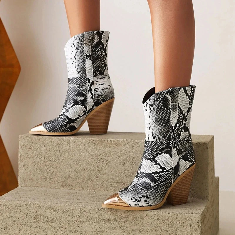 Faux Snakeskin Booties Snakes Store