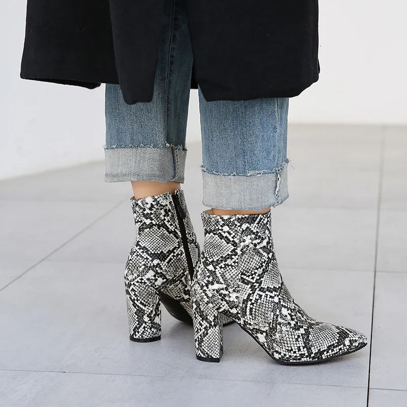 Grey Snakeskin Booties Snakes Store