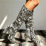 Snakeskin Leather Knee High Boots - Vignette | Snakes Store