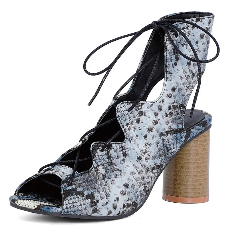 Womens Snakeskin Sandals Blue Snakes Store