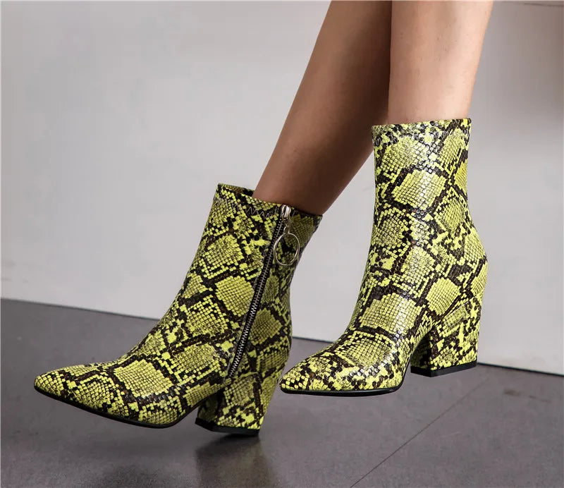 Yellow Snakeskin Booties Snakes Store