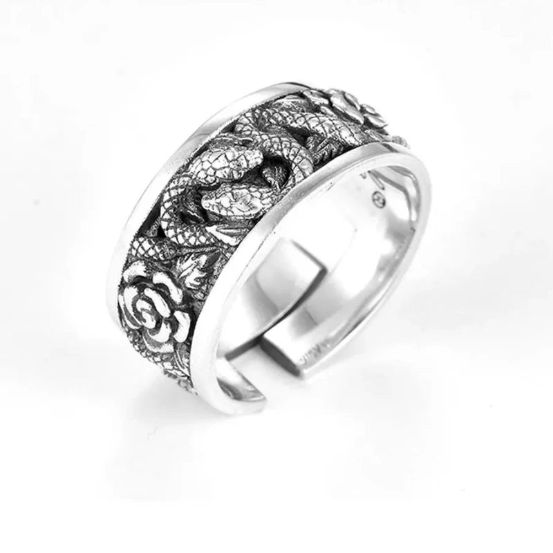 Mens Antique Snake Ring Silver 925 Sterling Silver One fits for most Snakes Store