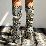 Snakeskin Leather Knee High Boots - Vignette | Snakes Store