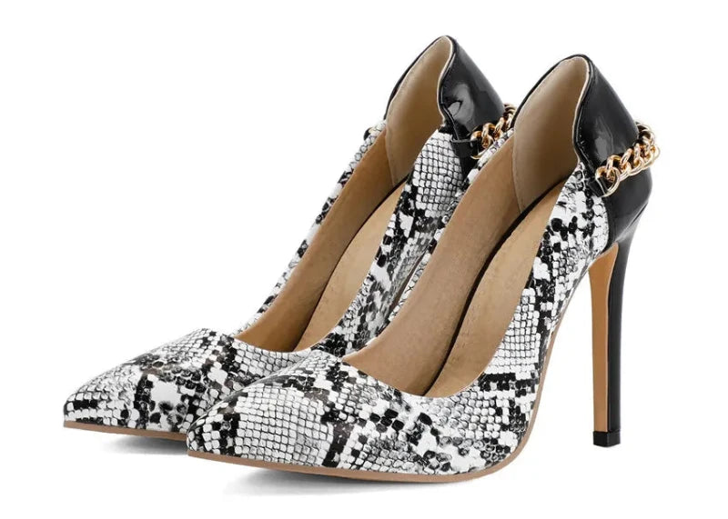 Black and White Snakeskin Pumps Snakes Store