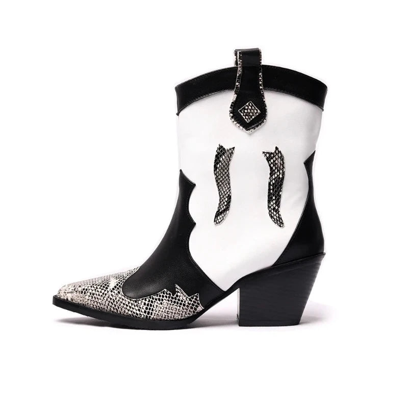 Black and White Snakeskin Cowgirl Boots Snakes Store