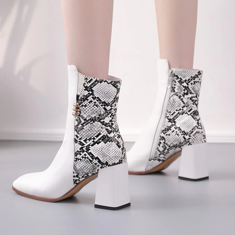 White Snakeskin Booties Snakes Store