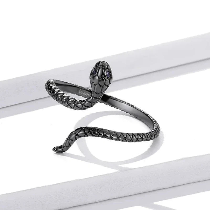 Black Snake with Silver Ring Snakes Store