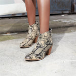 Beige Snakeskin Booties - Vignette | Snakes Store