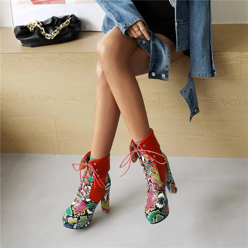 Colorful Snakeskin Booties Snakes Store