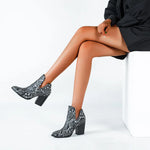 Snakeskin Booties Low Heel - Vignette | Snakes Store