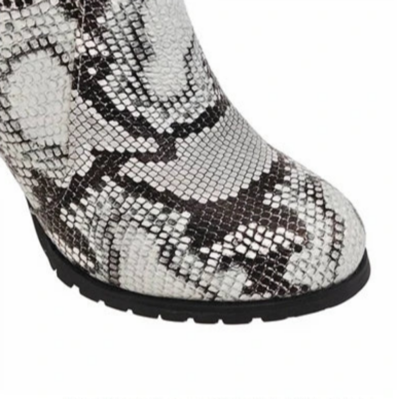 Grey Snakeskin Knee High Boots Snakes Store