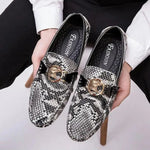 Black and White Snakeskin Moccasins - Vignette | Snakes Store