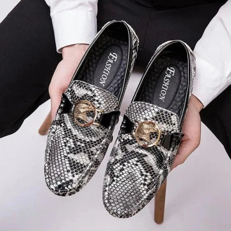 Black and White Snakeskin Moccasins Snakes Store