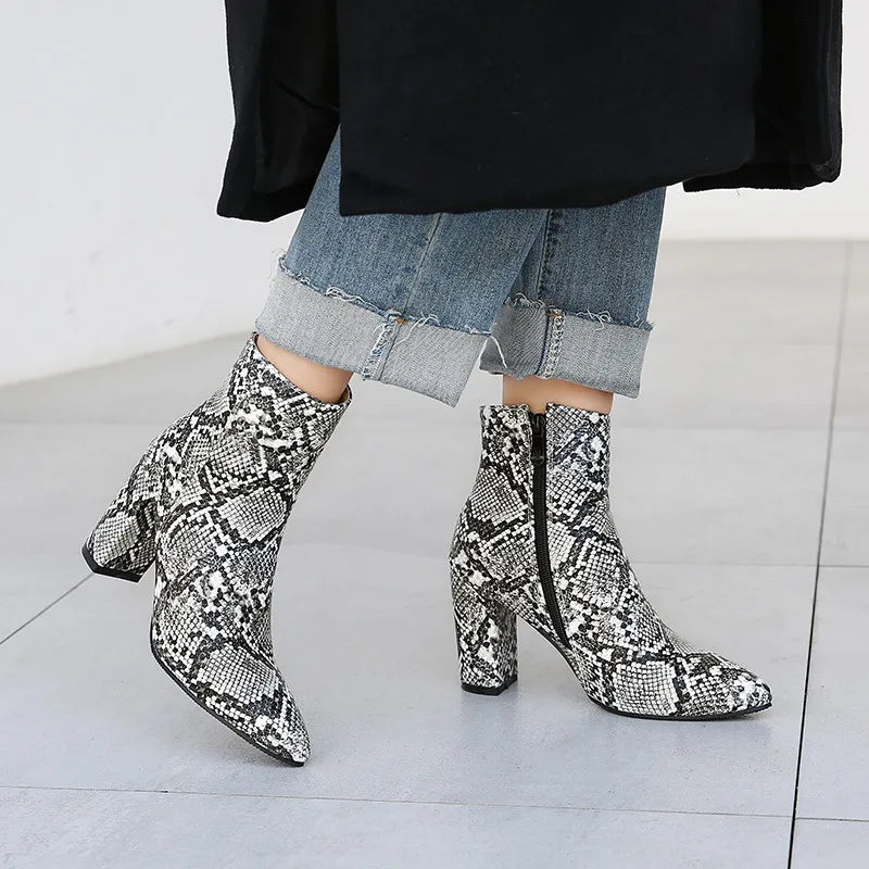 Grey Snakeskin Booties Snakes Store