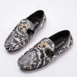 Black and White Snakeskin Moccasins - Vignette | Snakes Store