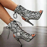 Peep Toe Snakeskin High Heels - Vignette | Snakes Store