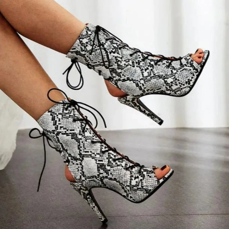 Peep Toe Snakeskin High Heels Snakes Store