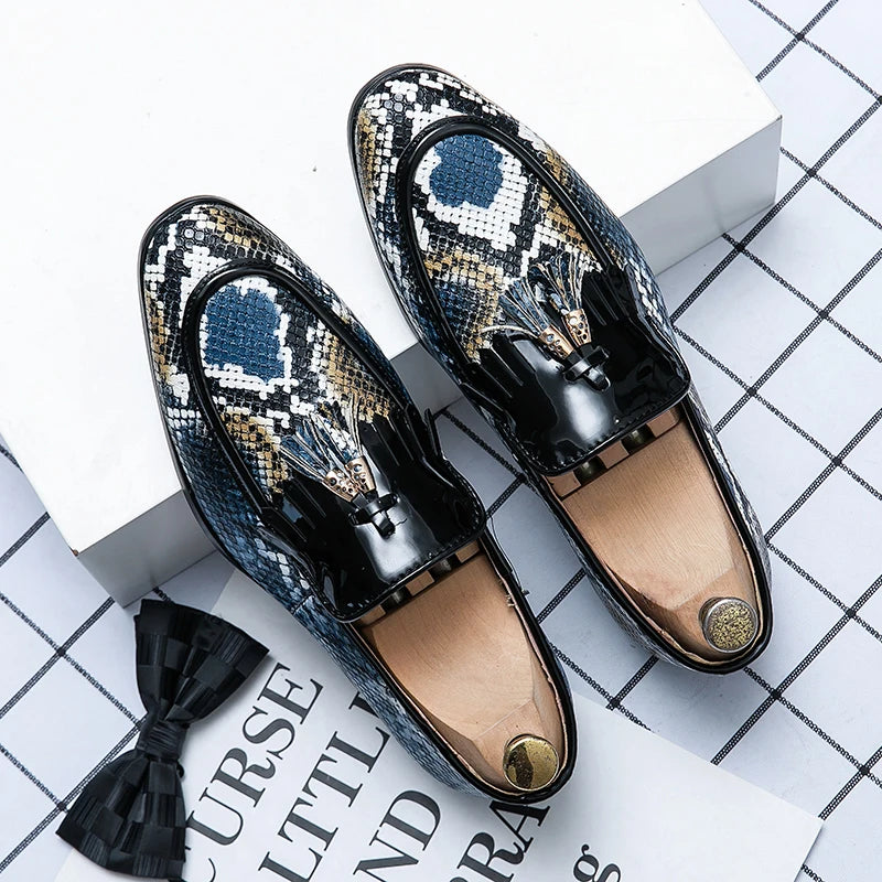 Snake Print Tassel Loafers Snakes Store